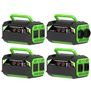 Inverter 300W 500W 12V to 220V/110V with Dual Sockets, 4 USB Fast Charging and Display