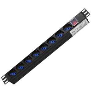 Italy Standard 16A 250V Basic PDU 19 Inch 1U Rack Mount Power Distribution Unit 6 Way ITA-UNI Socket Aluminum Alloy Black Unit