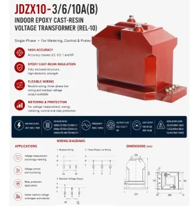 JDZ10-10A 10kV Epoxy Resin Voltage Transformer for Switchgear Project Configuration Engineering Selection