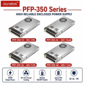 Jiangtek PFP 350 350W 12V 24V 36V 48V PFC DC Fan High Reliable Remote ON OFF CE UL Industrial Switching Power Supply SMPS