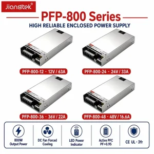 Jiangtek PFP 800 800W 12V 24V 36V 48V PFC High Efficiency DC Fan Constant Voltage Remote ON OFF Industrial Power Supply