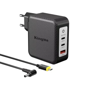 KM-PD140 Portable 140W GaN Wall Charger with 3 USB-C Ports, Foldable Plug, 100-240V Input, and 7A Cable