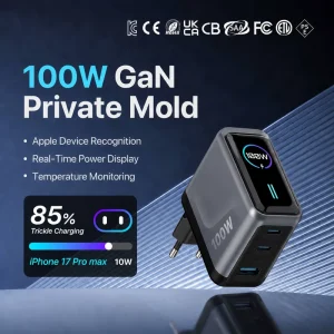 KYT 100W Gan Ai Smart Digital Led Display Phone Charger Adapter With Display