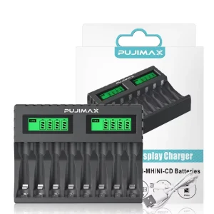 LCD Displays OEM 8 Slots Fast Charging Rechargeable Battery Charger for AA/AAA NiMH/NiCd Battery