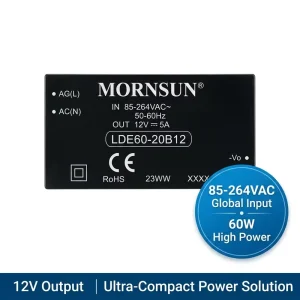 LDE60-20B12 12V 5A AC/DC Power Supply Converter 85-264VAC 4000VAC Isolation Compact Module