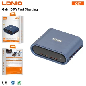 LDNIO Q17 100W GaN Charger 4USB 4Type-C Desktop Power Adapter Wide Voltage US UK EU Plug Multi-Device Charger