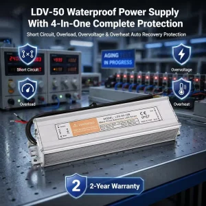 LDV-50 12V 24V 50W Waterproof IP67 Constant Voltage LED Driver SMPS AC to DC Transformer for LED Lighting CCTV Camera