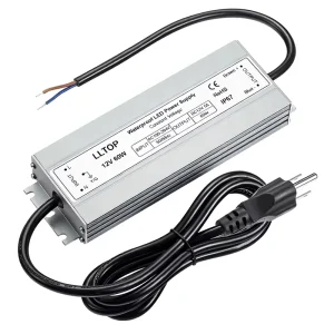 LED Driver 60W Waterproof IP67 AC100 264V 12V DC 5A Ultra Thin Power Supply Adapter for Outdoor LED Lights Computer Project