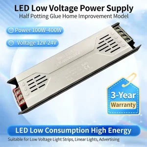 LED Driver AC220V to 12V 24V Constant Voltage Switching Power Supply for Cabinet Light Box and LED Strip Lighting Light