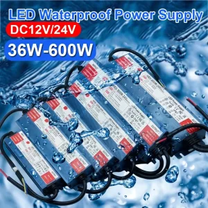 LED Waterproof Power Supply AC220V to DC12V/DC24V IP67 36W-600W Outdoor Lighting Power Supply
