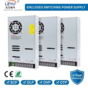 LEYU LRS 600 24 600W 12V 24V48V 25A AC DC Enclosed Switching Power Supply with Cooling Fan Industrial