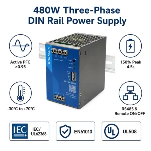 LITF480-26B36 480W Three Phase DIN Rail Power Supply 36V 13.3A Output Single Industrial AC DC Converter with RS485