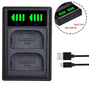 LP E6 E6 E6N E6P LED USB 2 Ports Charger for Canon EOS 5DS R 5D Mark II 3 5D Mark III 6D 7D 60D 60Da 70D Camera