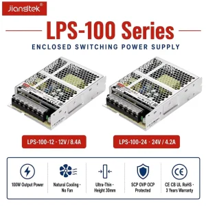 LPS-100 100W 12V 24V 30mm Slim Free Air Cooling Constant Voltage Industrial AC-DC Power Supply Module