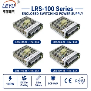LRS 100 100W Switching Power Supply 12V 24V 36V 48V AC DC Converter Enclosed Industrial Slim Source PSU Transformer Unit