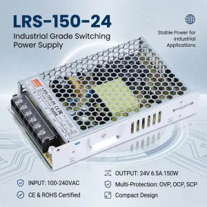 LRS-150-24 150W 24V 6.5A Industrial Power Supply Full Protection Industrial Switching Power Supply Wide Input CE RoHS
