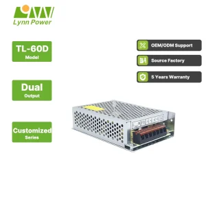 LYNN Customized AC-DC 12V 5V Dual Output TL-60D-C Switching Power Supply 74% Efficiency Natural Cooling