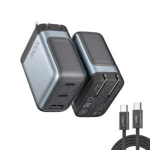 Laptop 100W GaN USB C Wall Charger Block 3 Port Compact Fast Charging Foldable Power Adapter for MacBook Air Pro Travel