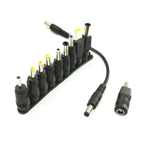Laptop Power Bank Universal DC Straight Charging Cable 10pcs Adapter Converter Male-Female 5.5*2.1mm Connector Black