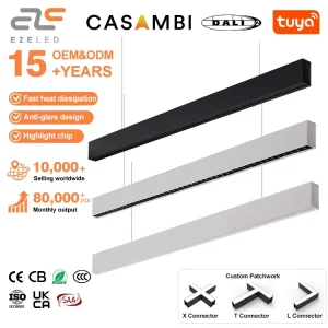 Led Project Office Home Dinner Pendant Light Minimalism Black Linear Light 1.2m Length 40W Suspend Light