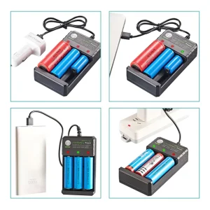 Li ion Lithium USB Battery Charger 3 Slots for 18650 16340 14500 3.7V RCR123