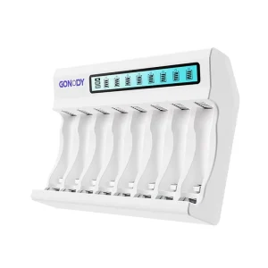 Lightweight 8 Bay Battery Charging Cabinet with Integrated LED Lighting Overcharge Protection for AA AAA Li ion NiMH Batteries