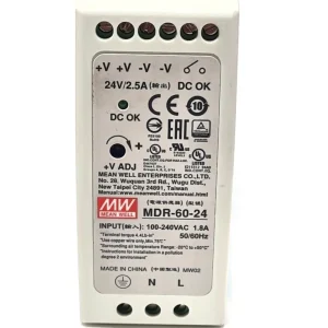 Lot of 2 Din Rail Power Supply MDR-60-24 24V 2.5A