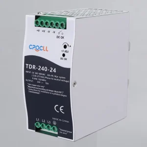 Low Voltage 24V 240W AC-DC Switching Power Supply TDR-240-24, 3-Phase Input, CE/RoHS, Rail Mount