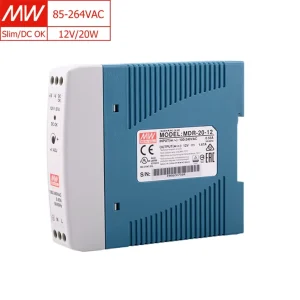MDR-20-12 83% Efficiency Slim Universal AC Input 12V 1.67A 20W DIN Rail Power Supply for Industrial Automation