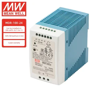 MEAN WELL MDR-100-24 Industrial DIN Rail 96W AC DC Single Output Switching 24V Power Supply Universal AC Input 3-Year Warranty