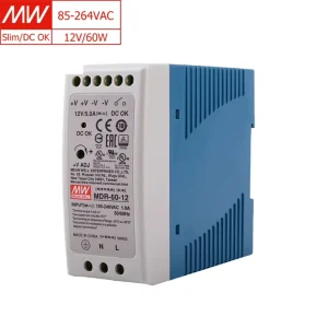 MEAN WELL MDR-60-12 85% Eff. Low No-Load Loss 12V 5A 60W Single Output Industrial DIN Rail Power Supply for Industrial Machines