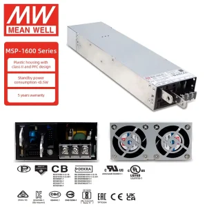 MEAN WELL MSP-1600 1600W Power Supply with PFC 15-115% Programmable Voltage Built-in CANBus OVC III 2xMOPP 5Yr Warranty
