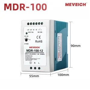 MEVECH 100W Power Supply Industrial SMPS 12V 220V AC DC Switching Din Rail Power Supply MDR 100 12