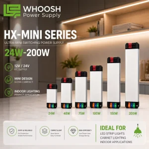 MINI-W Series 24W-200W 12V 24V Mini LED Power Supply AC/DC Switching Driver for Indoor Lighting