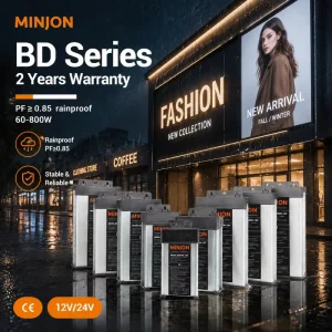 MINJON BD800 12 Rainproof 800W BD Series Self Cooling Power Supply Input Voltage 176 264VAC LED Driver IP45 2 Year Warranty