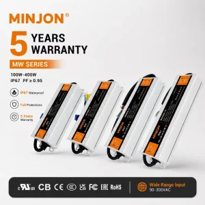 MW200P-12 CE IP67 Waterproof Constant-Voltage Single-Output LED Driver Switching Power Supply 12V 200W 93% Efficiency