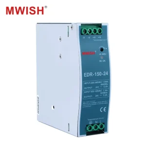 MWISH EDR-150-24 150W 24V 6.25A DIN Rail Switching Power Supply SMPS for Electronic Lock Door Controller RFID Reader