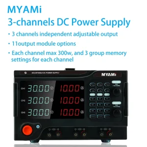 MYAMi Triple Benchtop DC Power Supply Adjustable 15V 30V 2A 5A Multiple Programmable DC Power Supply Variable for Battery Charge