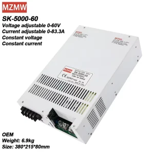 MZMW 5000W 60V 83.3A Cctv Laboratory Industrial Smps Bench CC CV Ac Dc Converter Transformer Adjustable Switching Power Supply