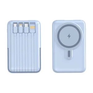 Magnetic Large Capacity 10000mAh Li-Polymer Battery Power Bank with Built-in Cable Stand Wireless Fast Charging