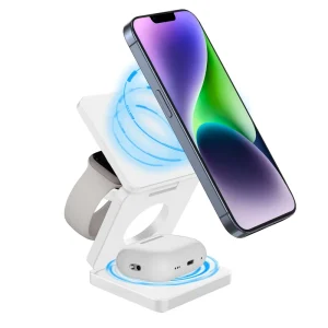 Magnetic Wireless Charger 3 in 1 Folding for IWatch Airpods for IPhone 16 15 14 13 12 Pro Max Wireless Charger Holder