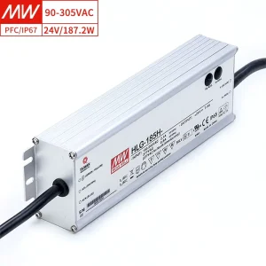 Mean Well HLG-185H-24 High Efficiency IP67 Waterproof 24V 187.2W LED Driver Constant Voltage/Current Switching Power Supply