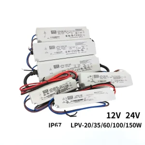 Mean Well LPV-100-12 100W AC-DC Power Supply 8.5A 12V Constant Voltage IP67 Waterproof Single Output 89% Efficiency 90-264VAC