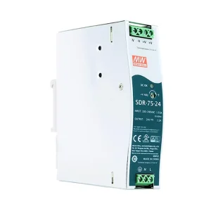 Mean Well SDR 75 24 AC DC Industrial DIN Rail Power Supply 75W 24V 3.2A Single Output 60Hz