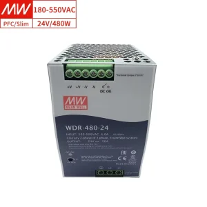 Mean Well WDR-480-24 480W 24V 20A Industrial DIN Rail Power Supply for Automation