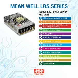 Meanwell LRS 200 24 200W Single output AC DC Switching Power Supply Industrial Applications 24V 8.8A High Efficiency 3 Year