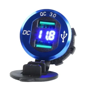 Metal Dual-Port USB Car Charger with Voltmeter