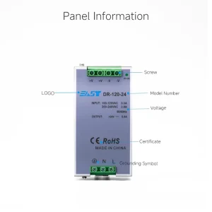 Metal Shell Mini Size AC-DC 24V Power Supply DR-120-24 100V-240V Industrial DIN Rail 10A