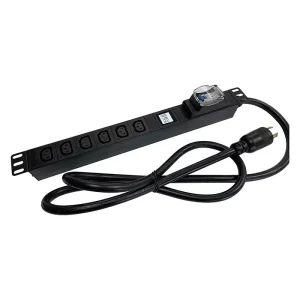 Meter Power Distribution Unit for Cabinet 240V 30A C13 Socket 6 Outlets with 1 30A Circuit Breaker Socket Locked