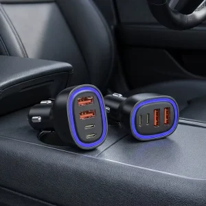 Mini 78W Car Charger Dual USB C Dual USB A Car Accessories Fast Charging Power Adapter Carga Rapida for Mobile Phone Tablet